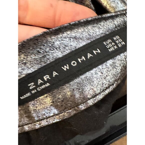 Zara Silver Pleated Midi Skirt - Picture 4 of 8